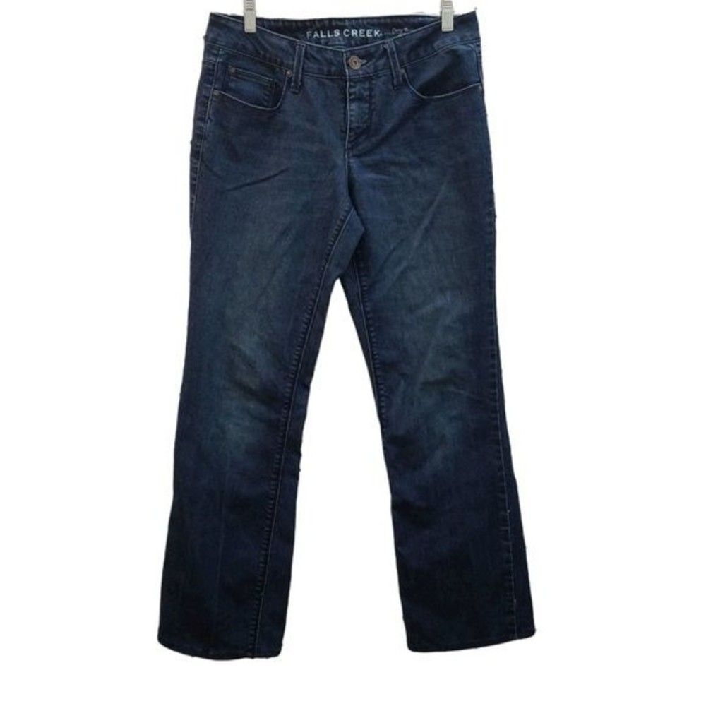 Falls Creek Womens Size 8 Long Blue Solid Curvy BootCut Jeans